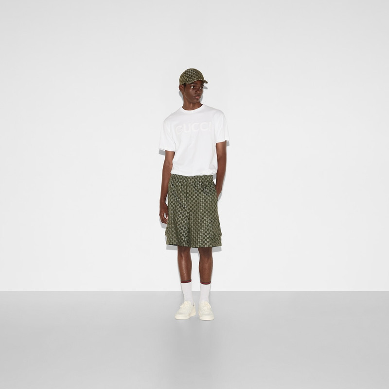 GUCCI Cotton jacquard shorts with GG Shadow outlook