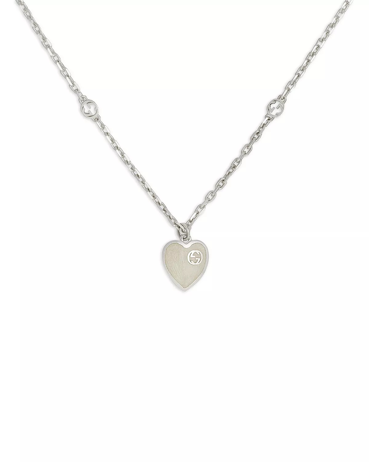 Sterling Silver Enamel Interlocking G Heart Pendant Necklace, 19.7" - 3