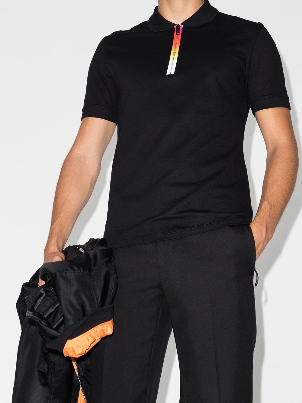 gradient logo zip polo shirt - 2