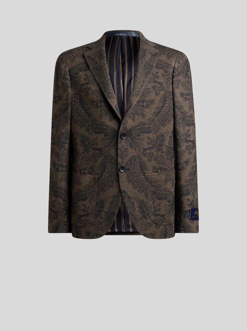 WOOL AND CASHMERE BLAZER WITH PLACED PRINT 1