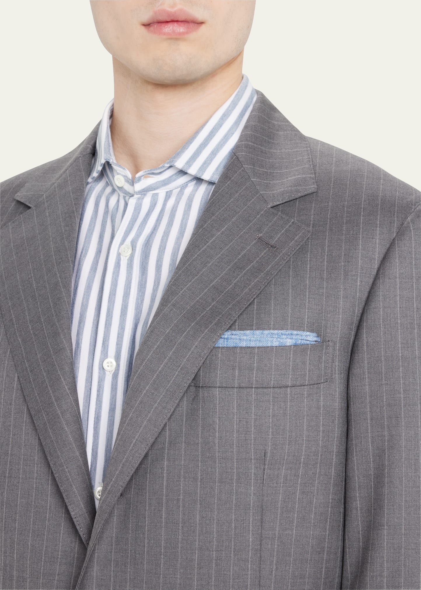 Men's Pinstripe Super 160s Wool Business Suit - 4