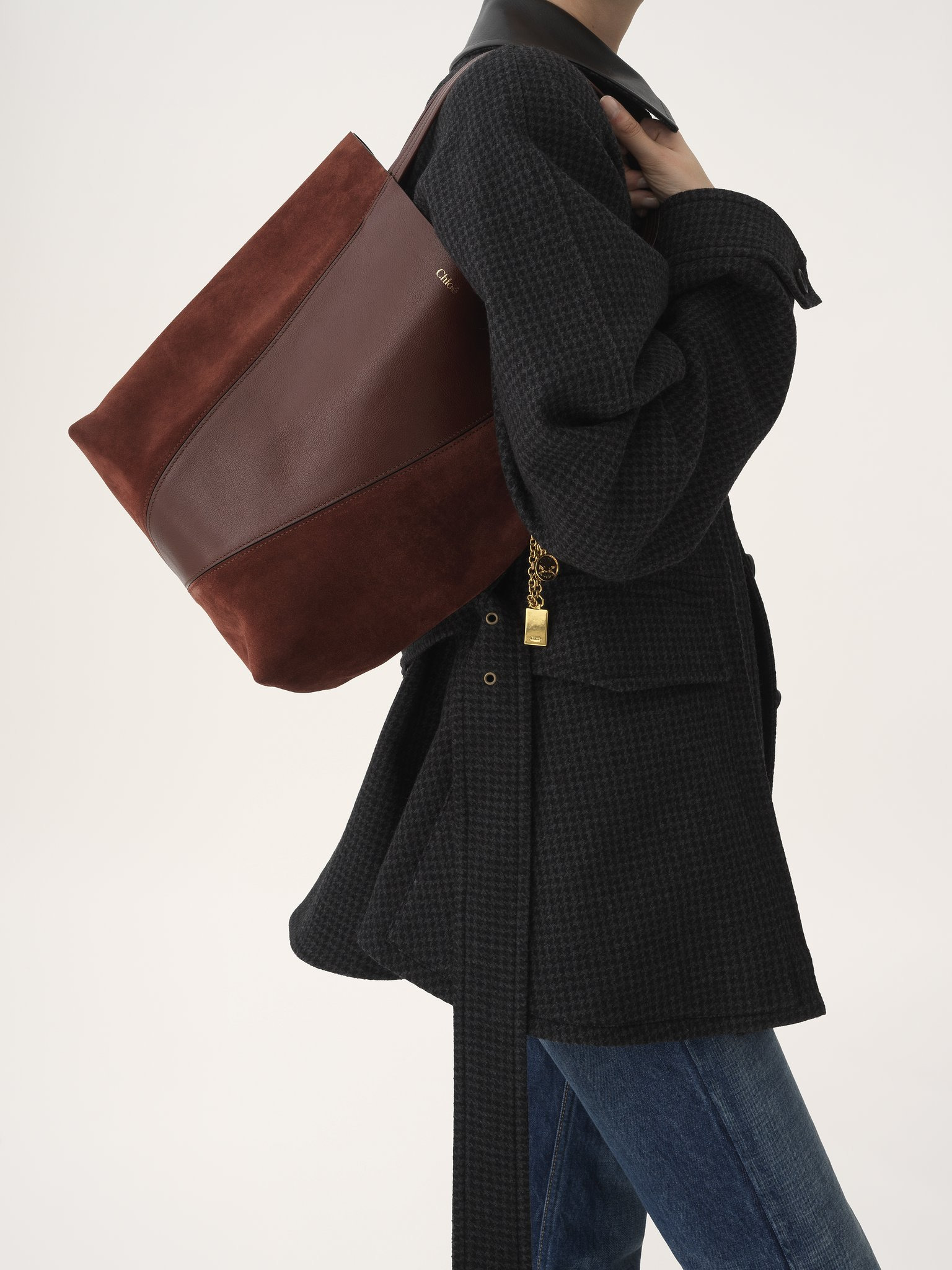 CHLOÉ SPIN TOTE BAG IN GRAINED & SUEDE LEATHER - 3