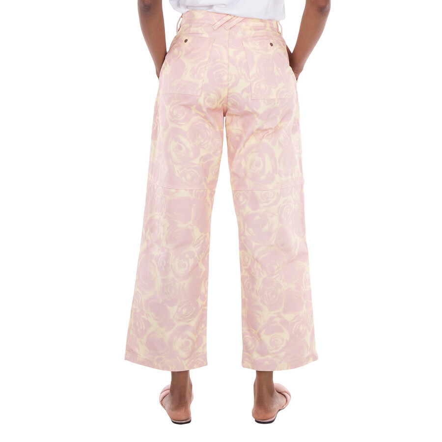 Burberry Rose-Print High Waist Cotton Pants - 3