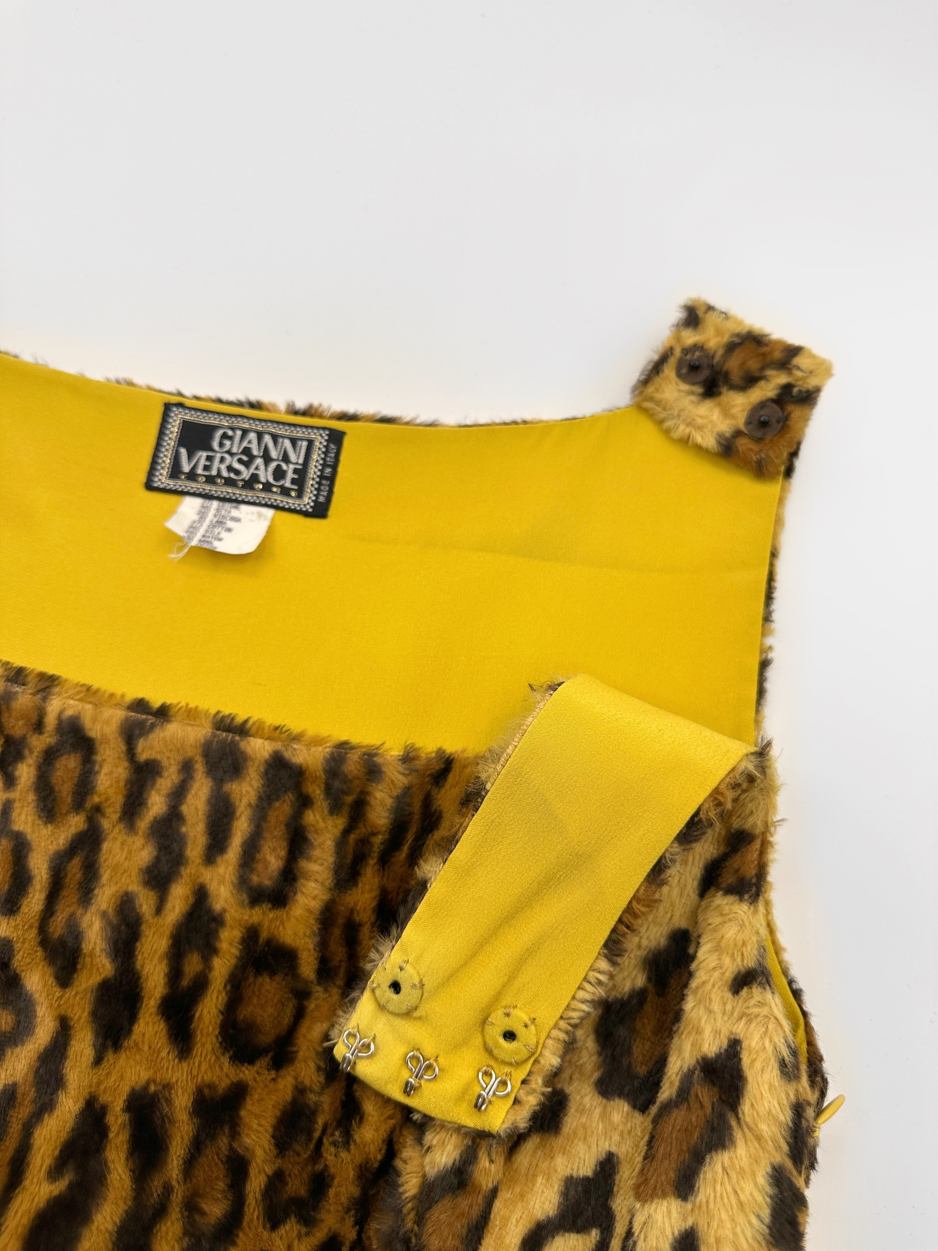 Gianni Versace Fall 1994 Faux Leopard Fur Mini Dress 38 - 18