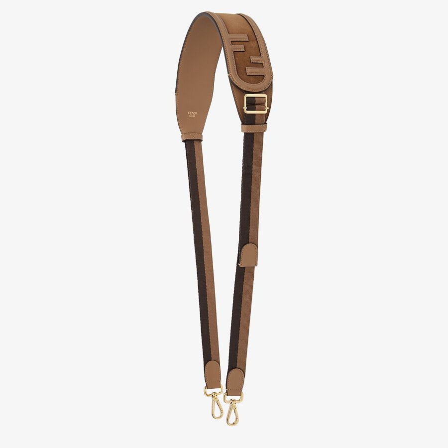 Brown leather and suede shoulder strap - 1