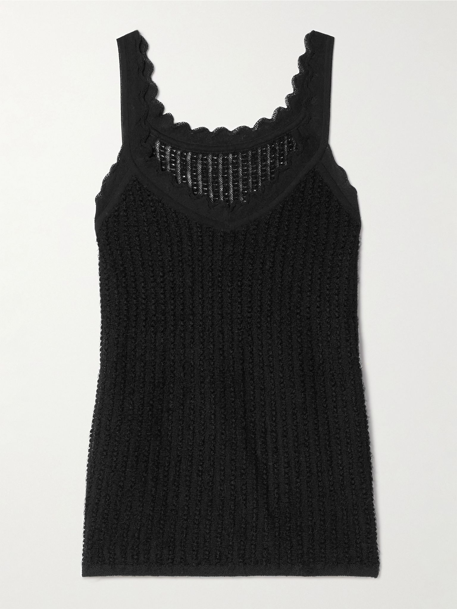 Ennio scalloped pointelle-knit tank Black - 1