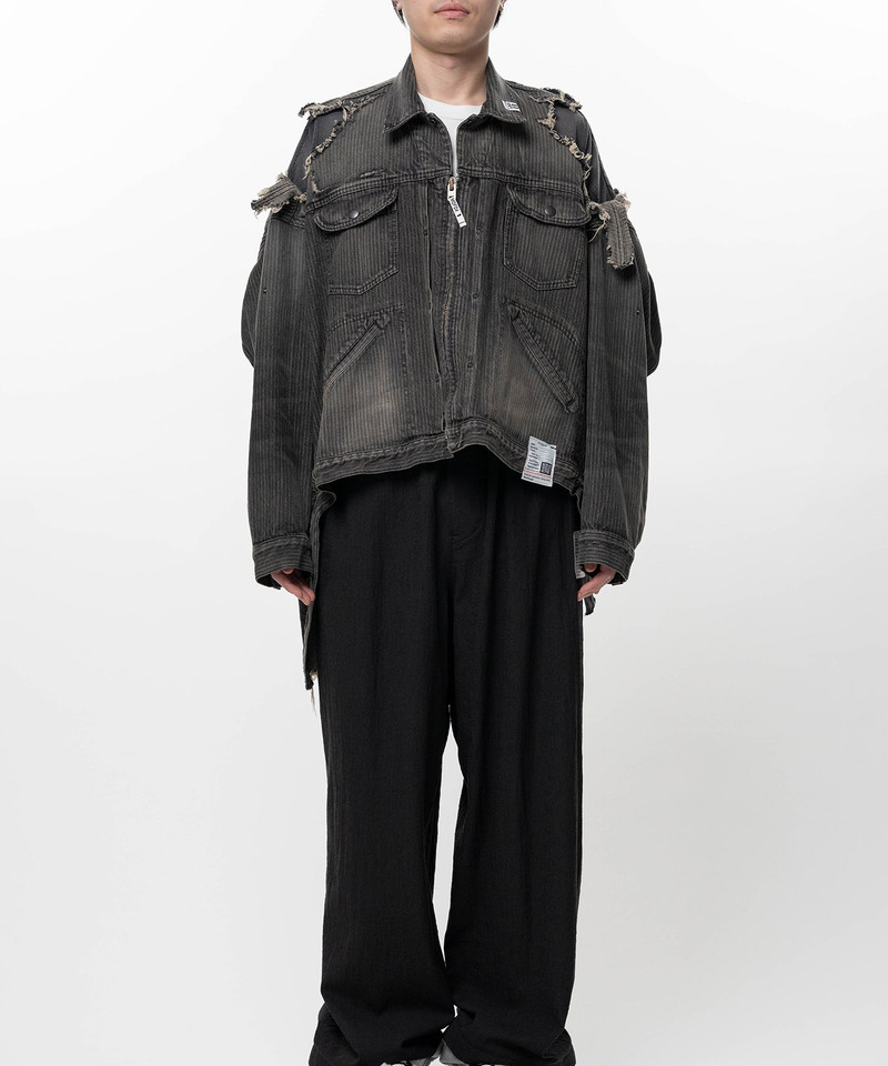 Check Shirt Layered Denim Jacket 3