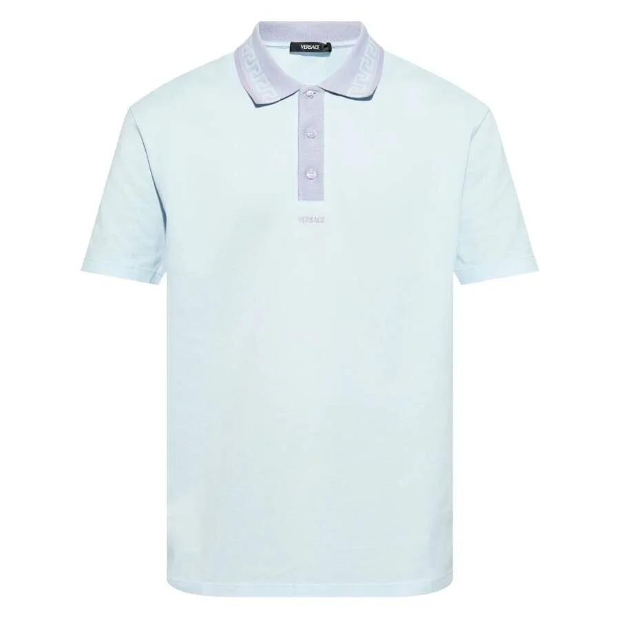 Versace Greca Collar Cotton Polo Shirt - 1