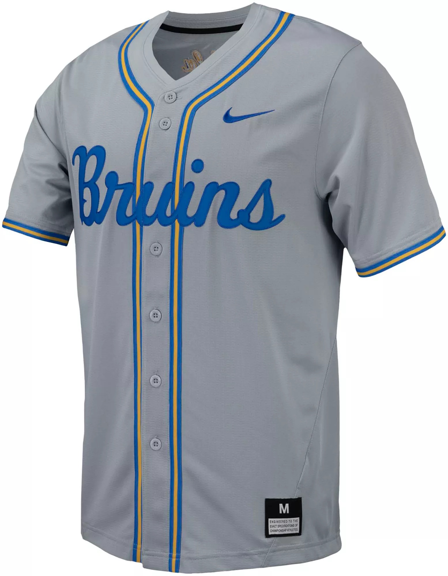 Nike Men's UCLA Bruins Grey Full Button Replica Baseball Jersey - 1
