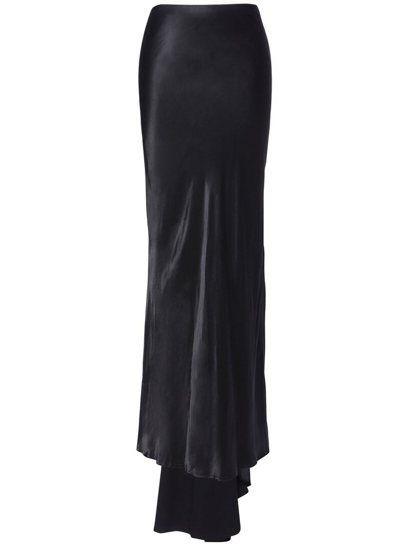 Madeleen draped satin flared long skirt - 1