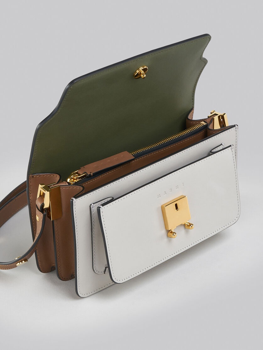TRUNK BAG E/W IN GREEN GREY AND BROWN LEATHER - 3