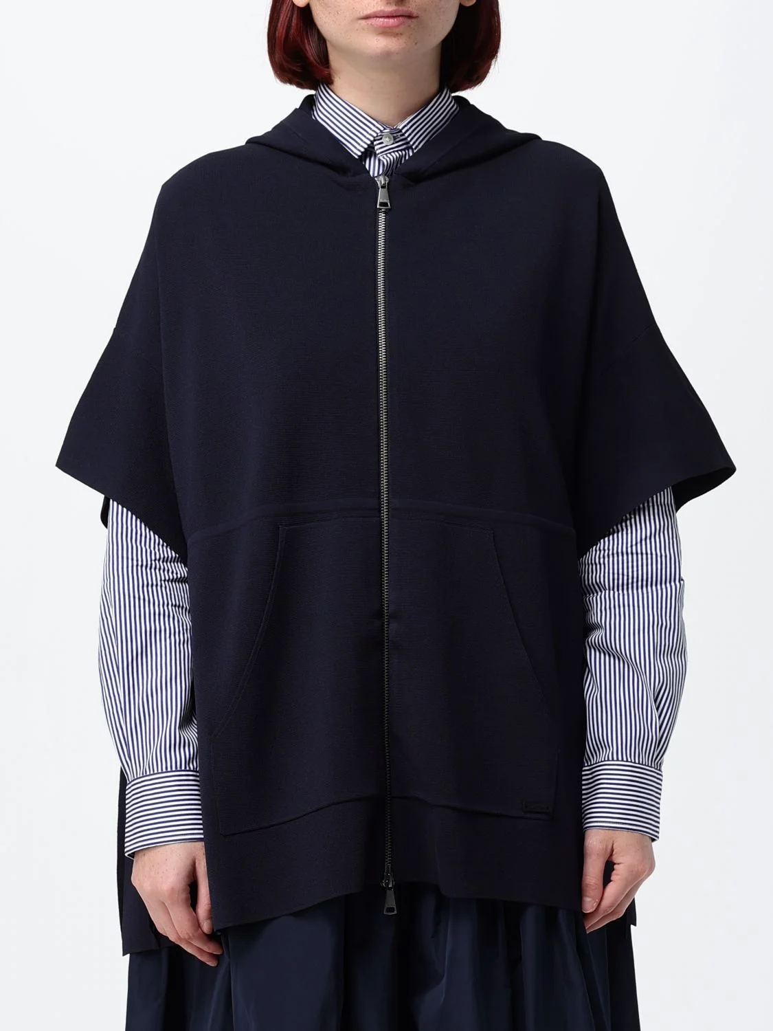 Max Mara Women Hooded Viscose Cape Max Mara With Zip Closure - 1