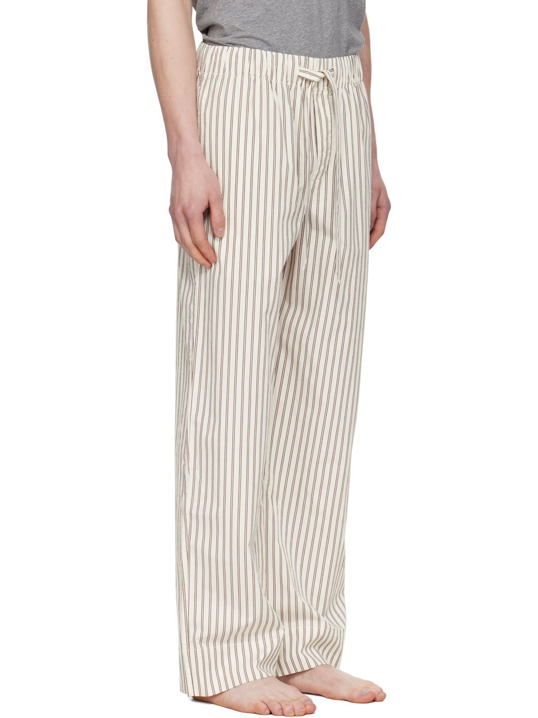 Brown & Off-White Poplin Pyjama Pants - 2