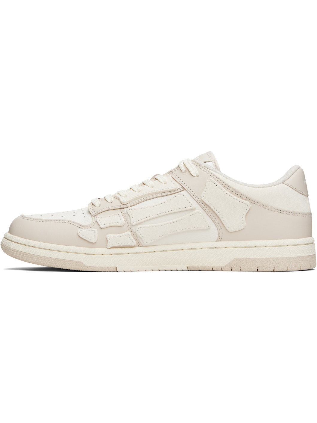 White & Beige Skel Top Low Sneakers - 3