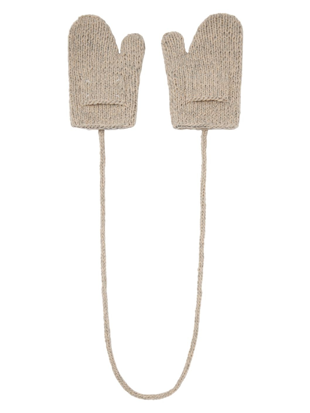 Beige Shetland Wool Mittens - 1