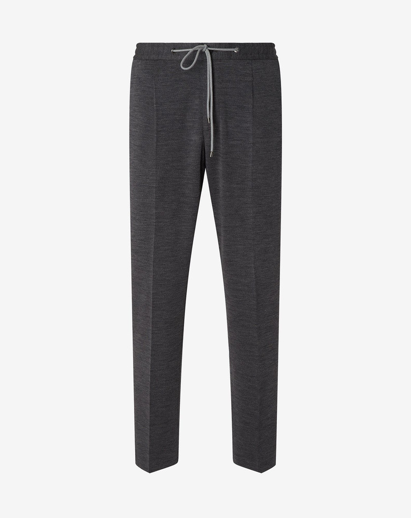 Grey interlock wool jersey joggers 1