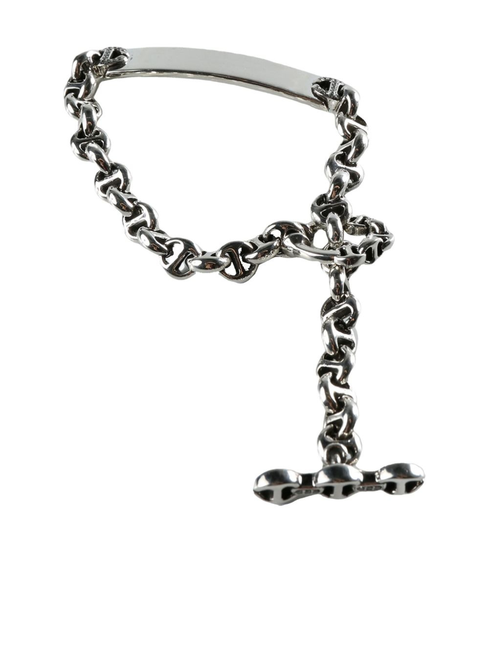silver chain id-plate bracelet - 3