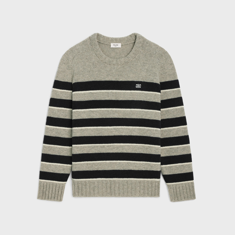 triomphe crew neck sweater in striped wool 1
