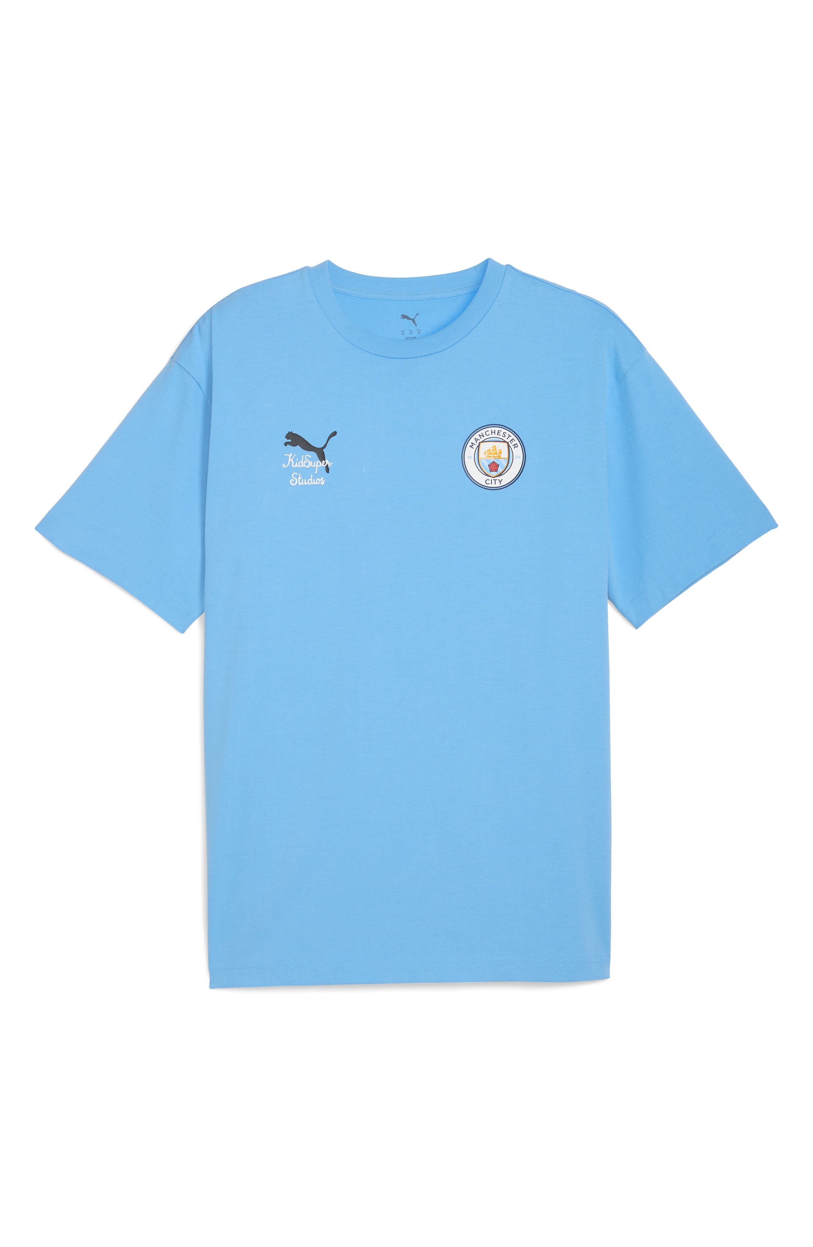 PUMA KidSuper MCFC Cotton Graphic T-Shirt in Team Light Blue-Puma Black at Nordstrom - 4