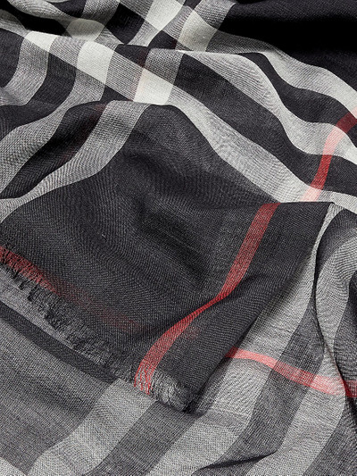 Burberry Giant Check fringed-trim wool and silk-blend scarf outlook