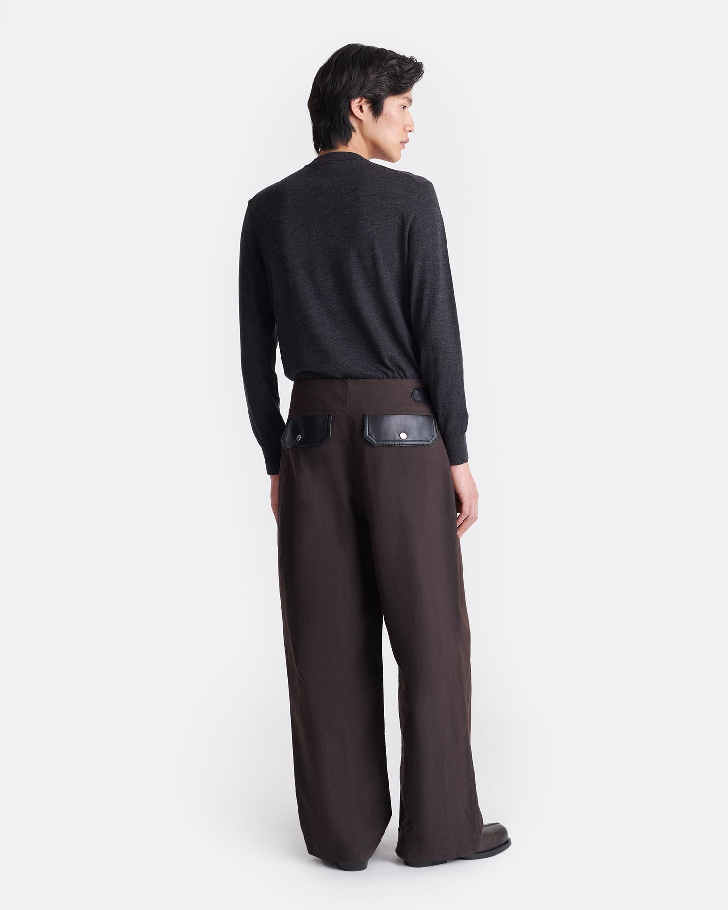 Wax Cotton and Regenerated Leather Pants - 3