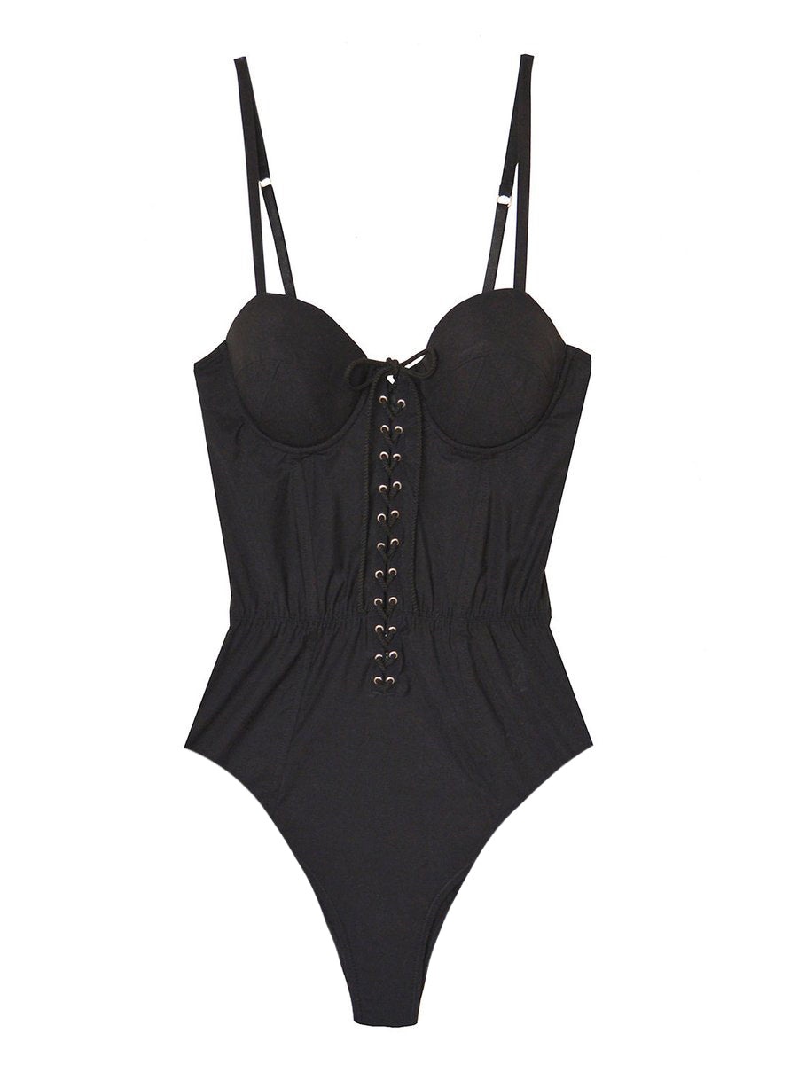 High Leg Lacing Bullet One Piece - 4