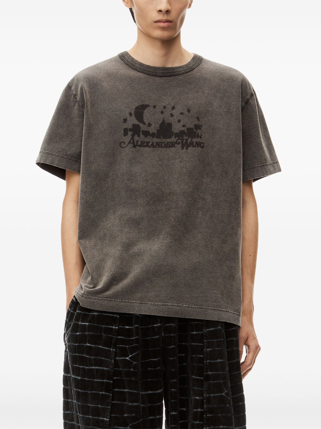 Distressed Skyline Tee In Sueded Cotton Terry - 3