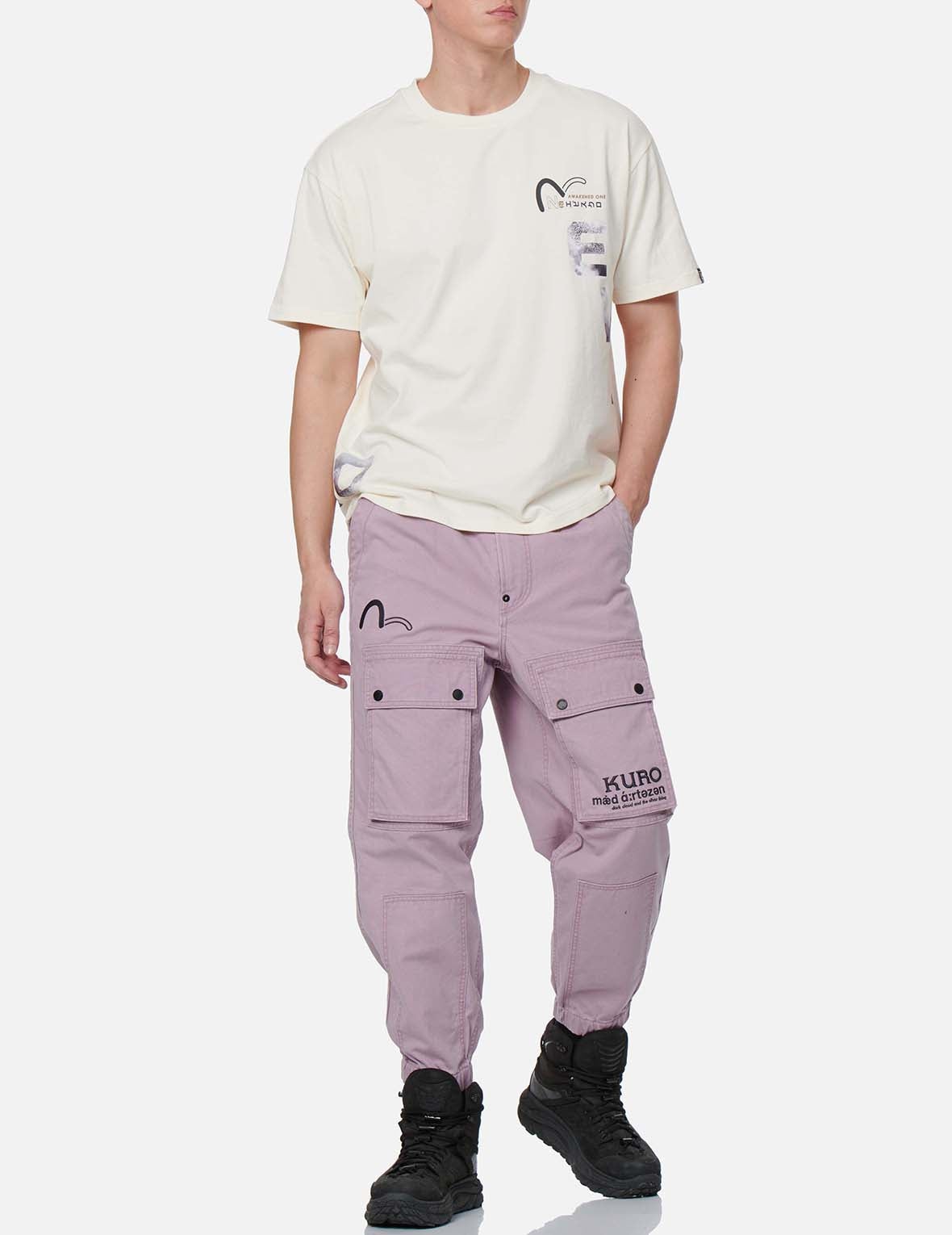 Brocade-pattern Embroidery Cargo Jogger Pants - 3