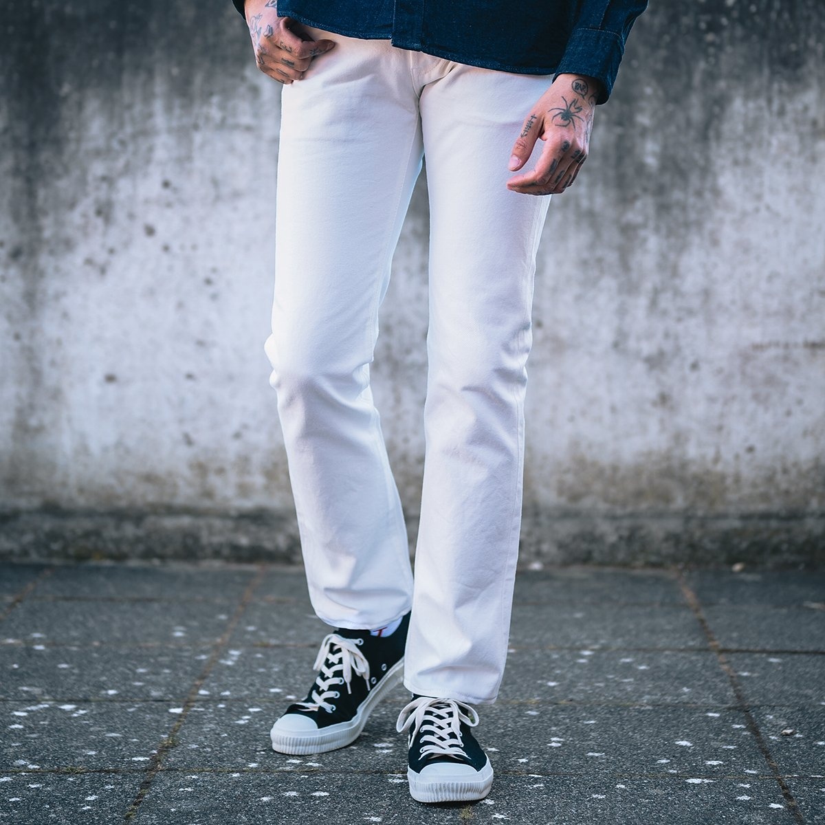 IH-777-WT 13.5oz Denim Slim Tapered Cut Jeans - White - 4