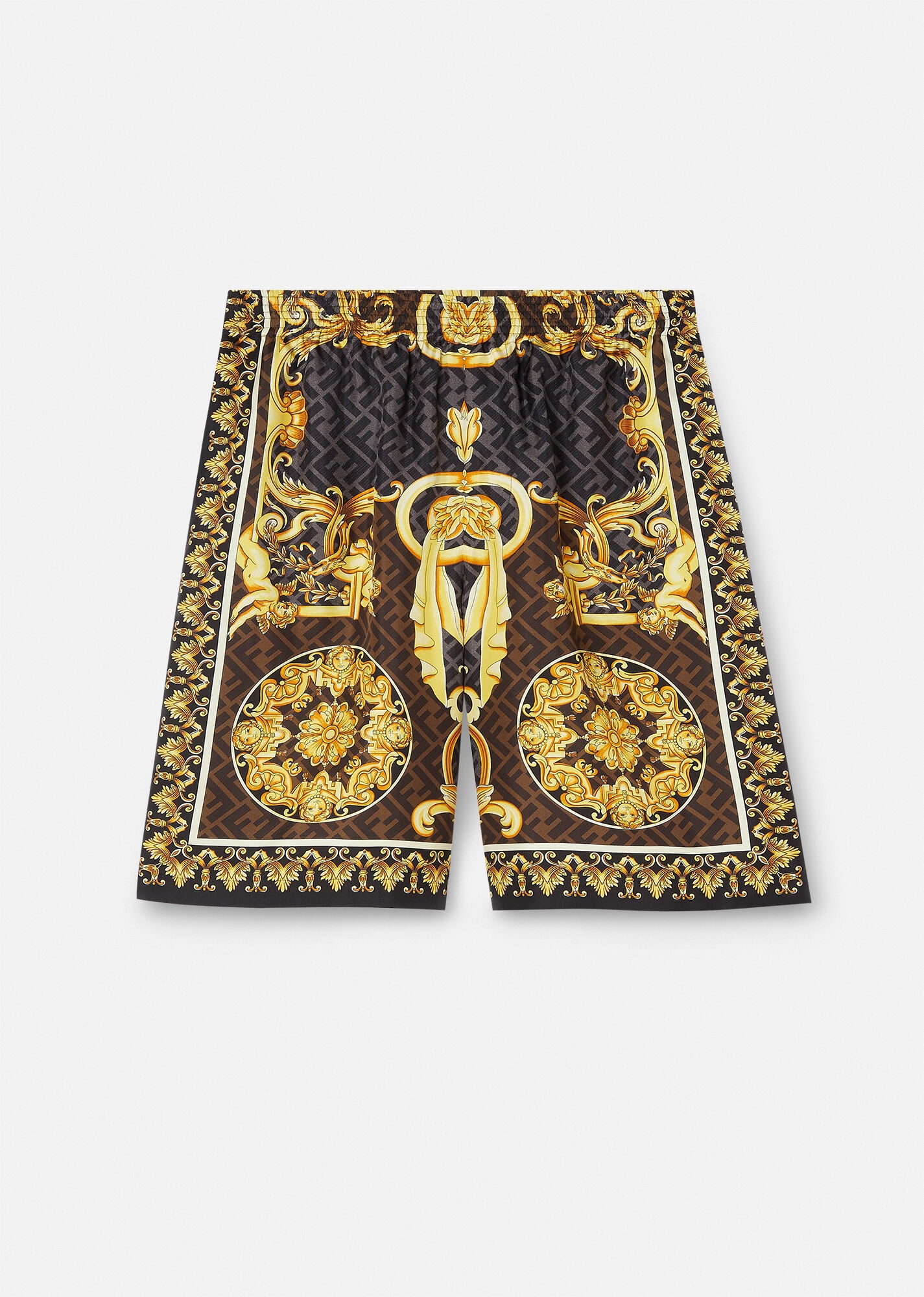 Fendace Gold Baroque Silk Shorts - 1