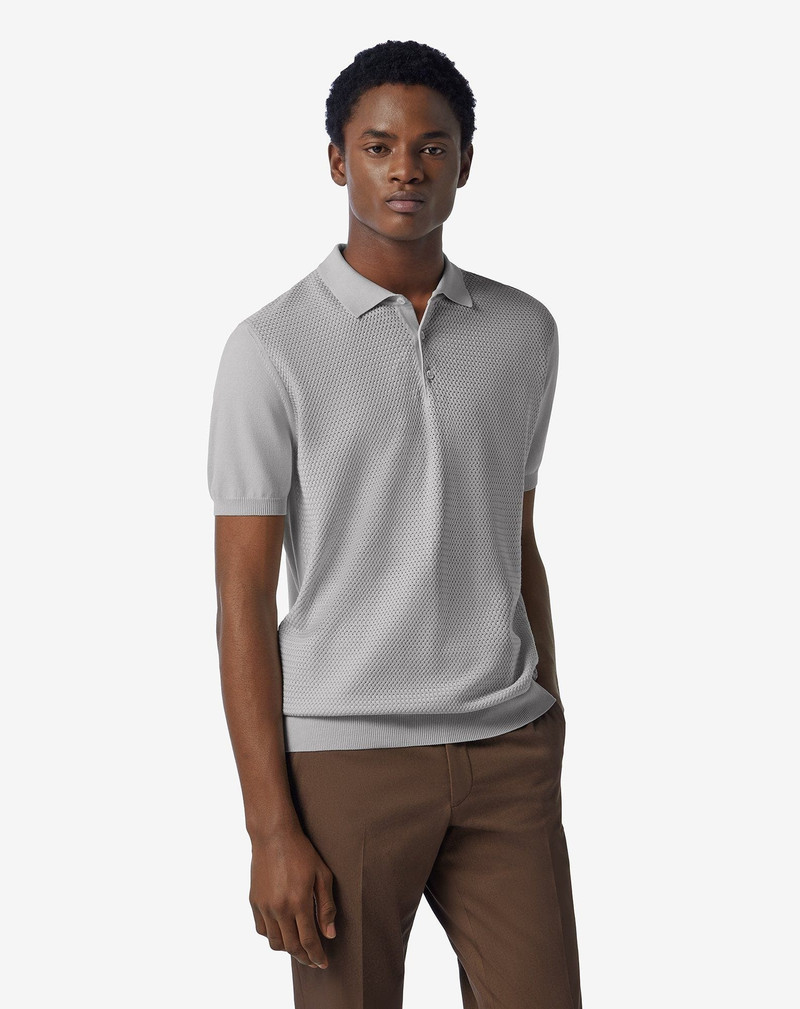 CORNELIANI Grey button-up Pima cotton polo shirt outlook