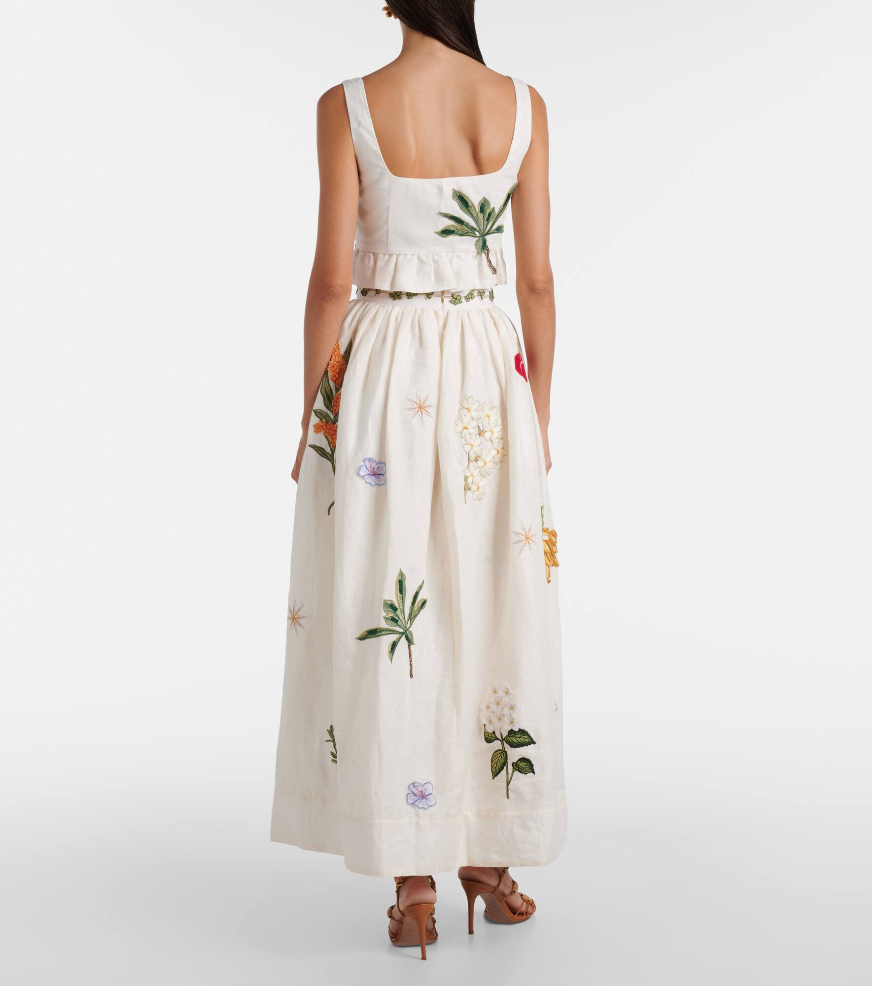 Eslabón Wild appliqué linen crop top - 3