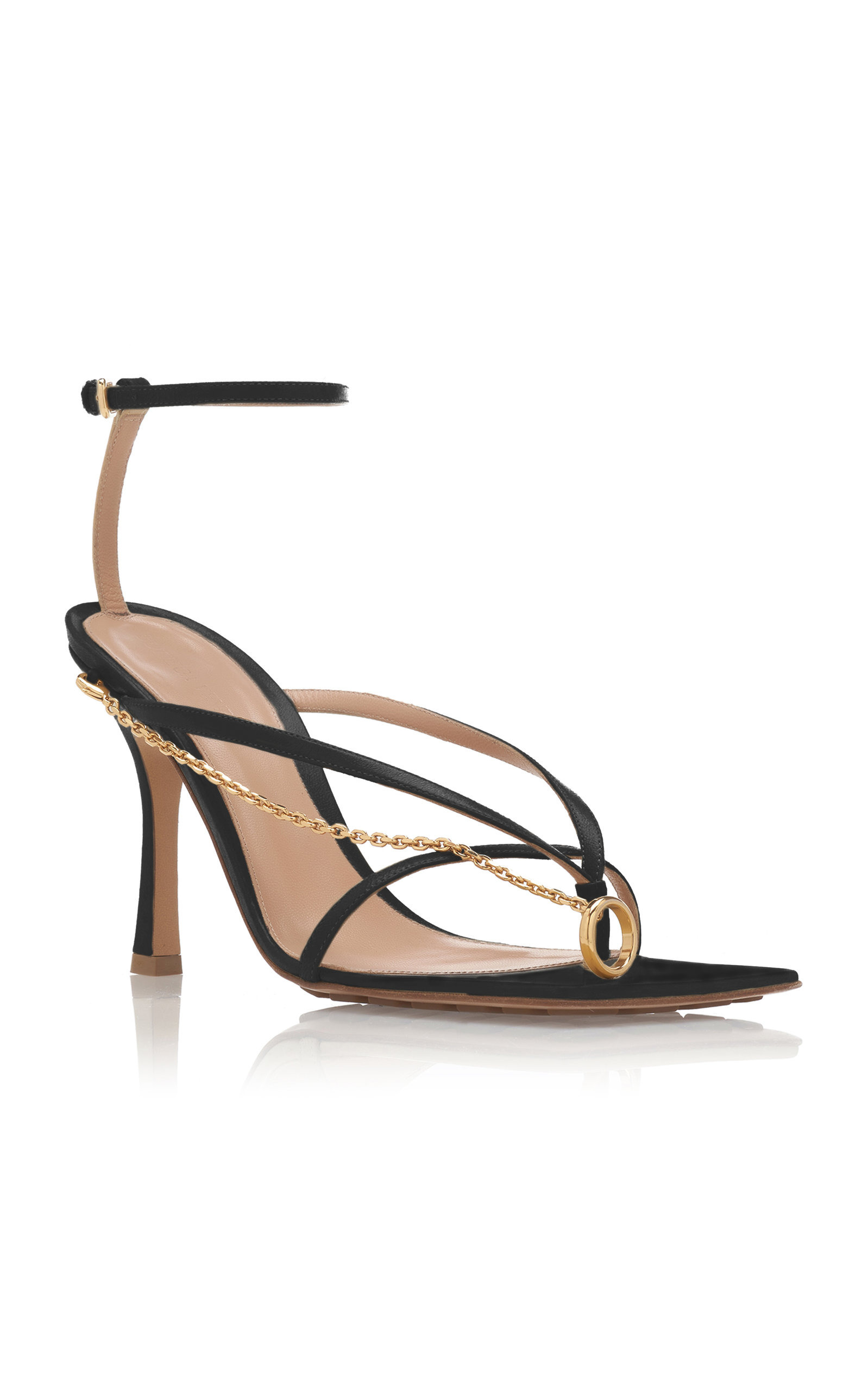 Chain-Trimmed Lounge Leather Sandals black - 6