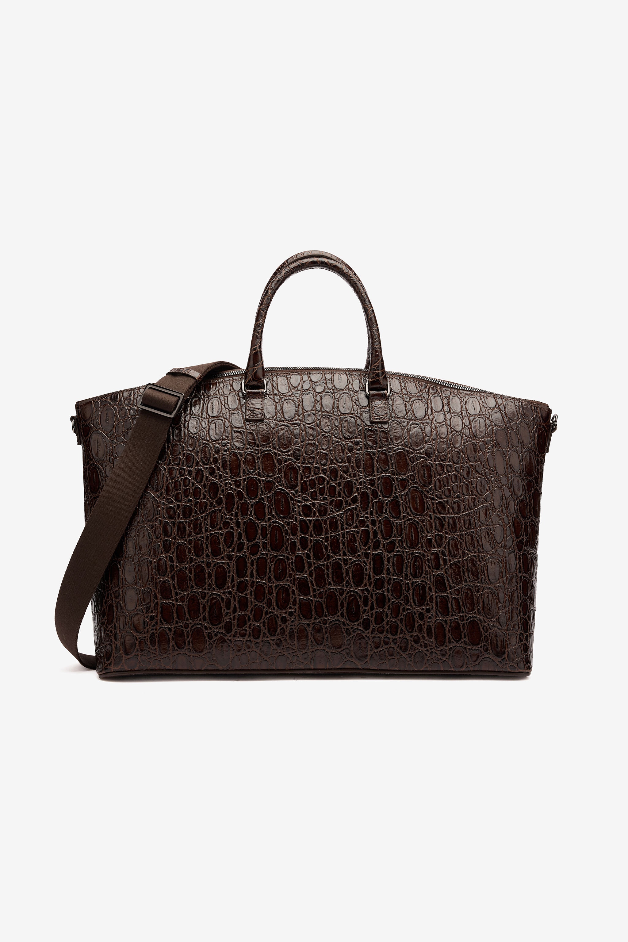Crocodile-Print Bag With Shoulder Strap - 3
