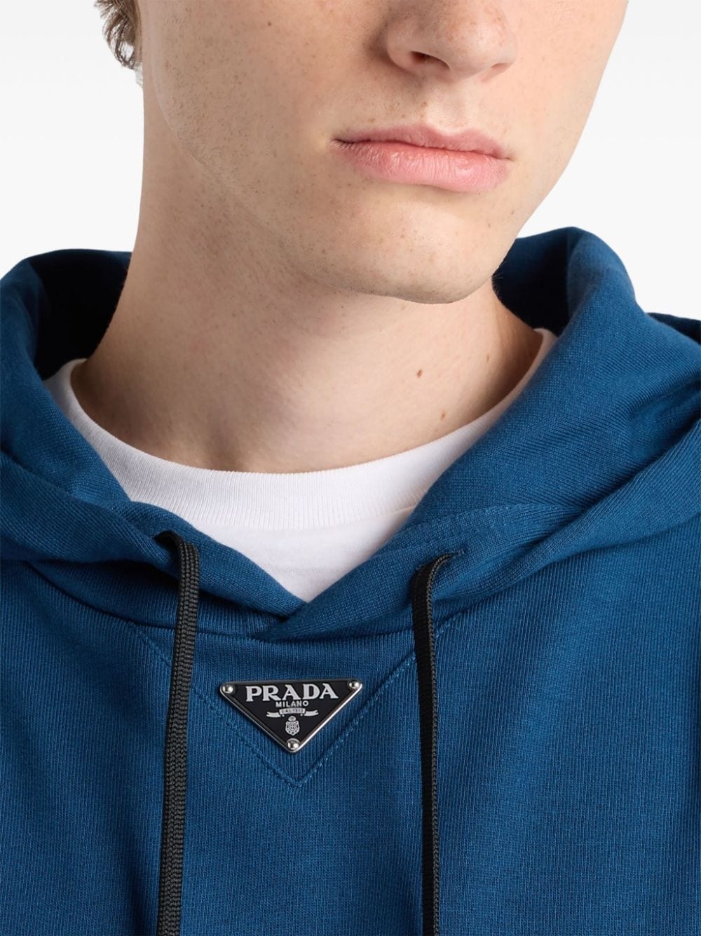 enamel-logo cotton hoodie - 4