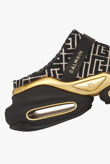 Bicolor ivory and black jacquard B-Bold mule sneakers - 7