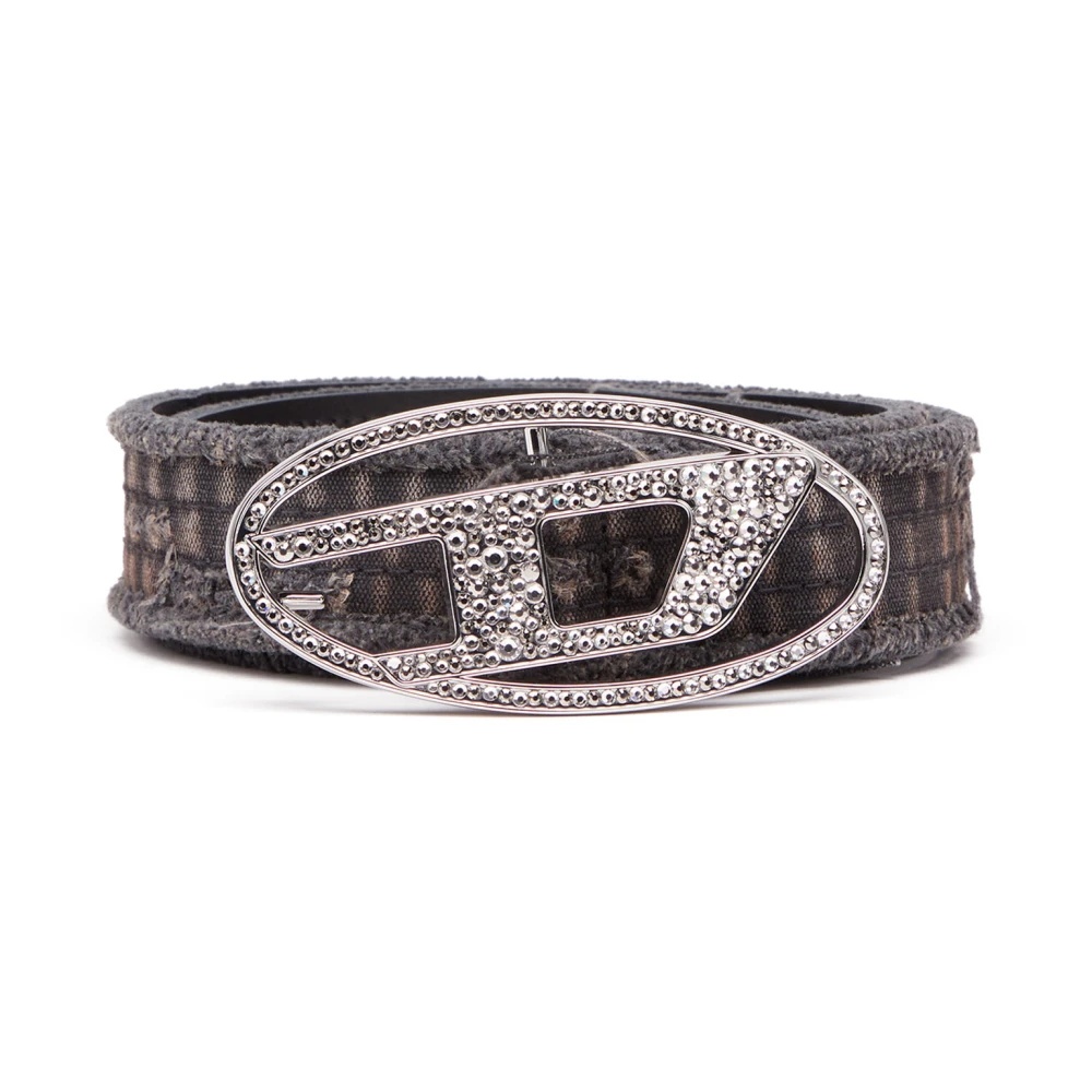 DIESEL☆ Canvas and leather belt with crystals グリーン Diesel CANVAS AND LEATHER BELT WITH CRYSTALS | miinto
