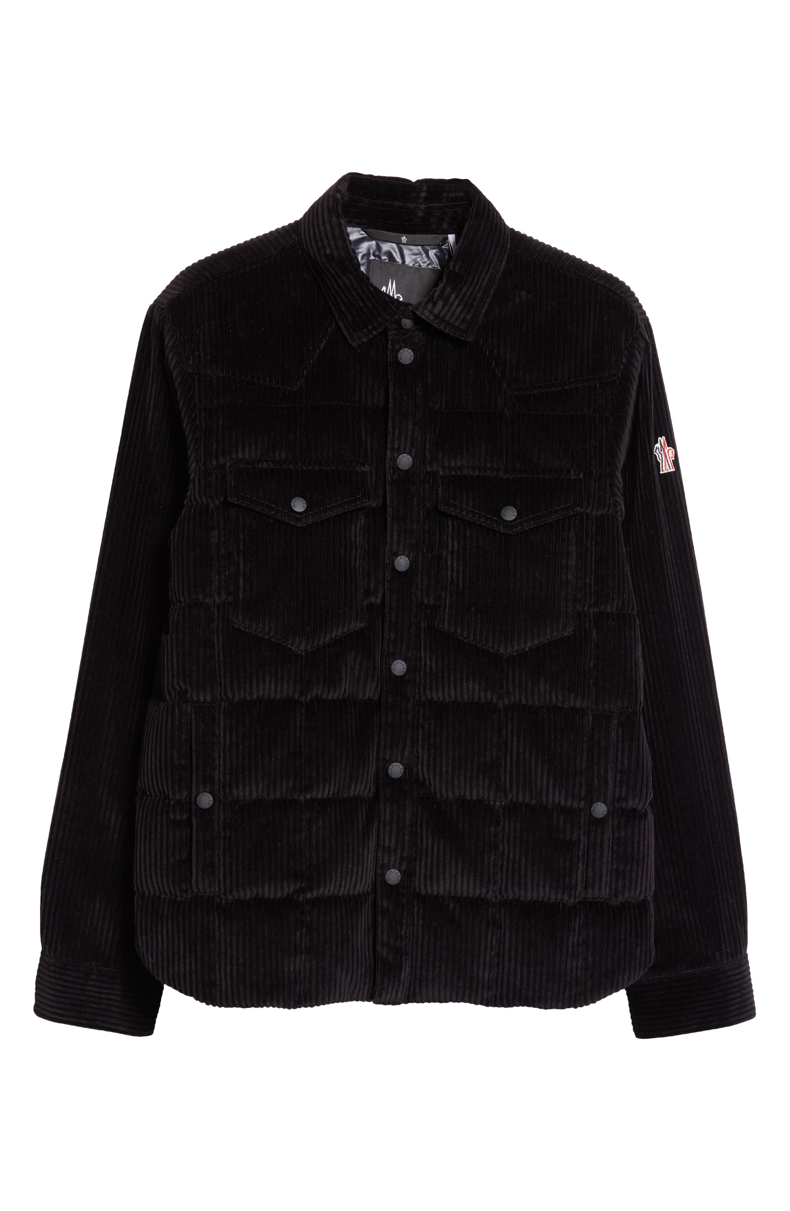 Moncler Grenoble Gelt Quilted Stretch Corduroy Down Shirt Jacket in Black at Nordstrom - 6