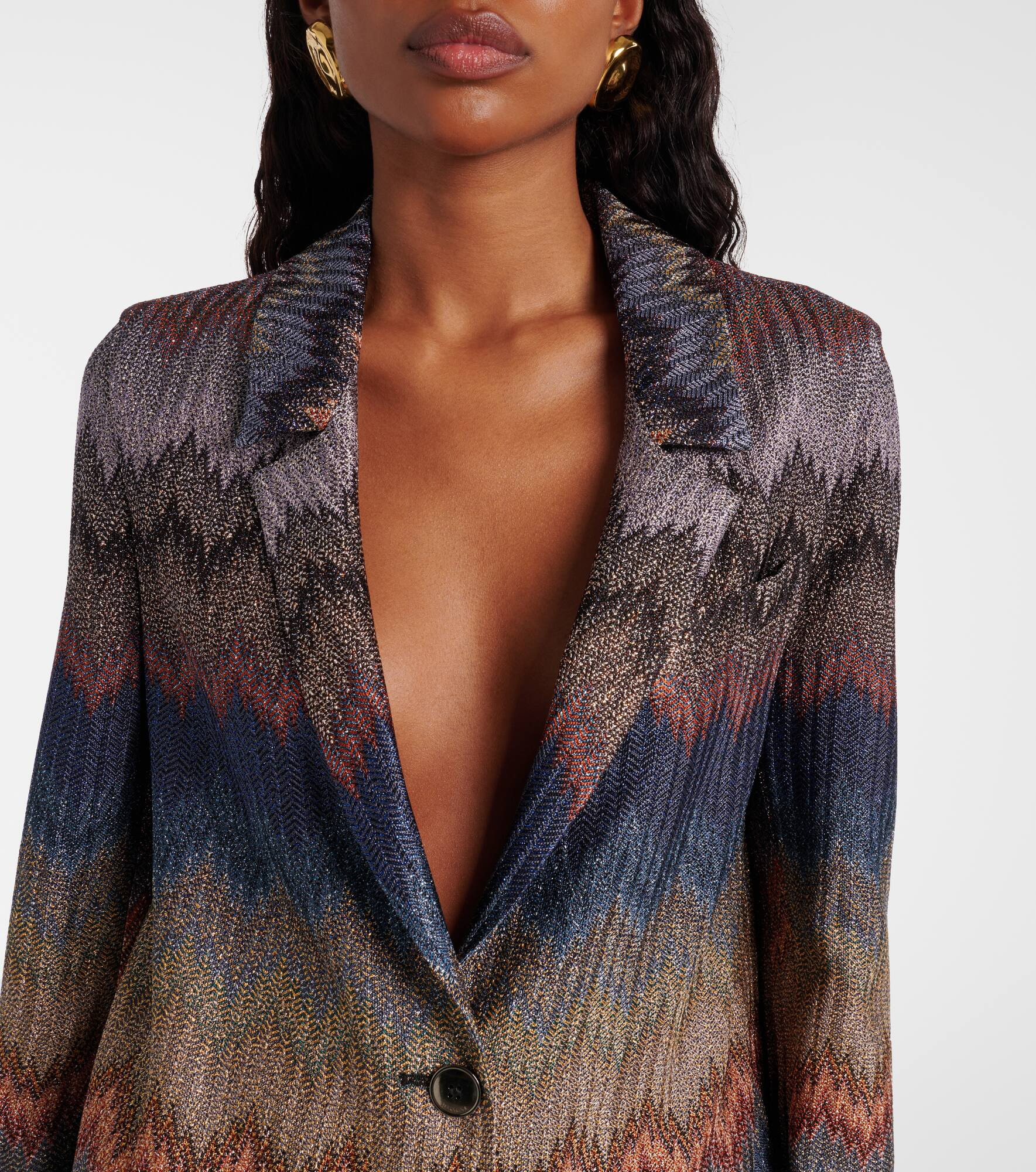 Zigzag lamé blazer - 4