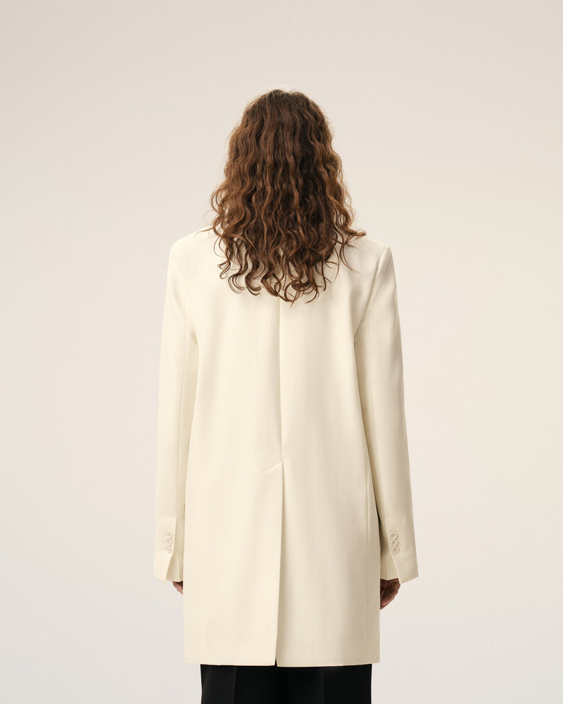 WHITE NEW WOOL STRAIGHT SIMPLE BREASTED COAT 5