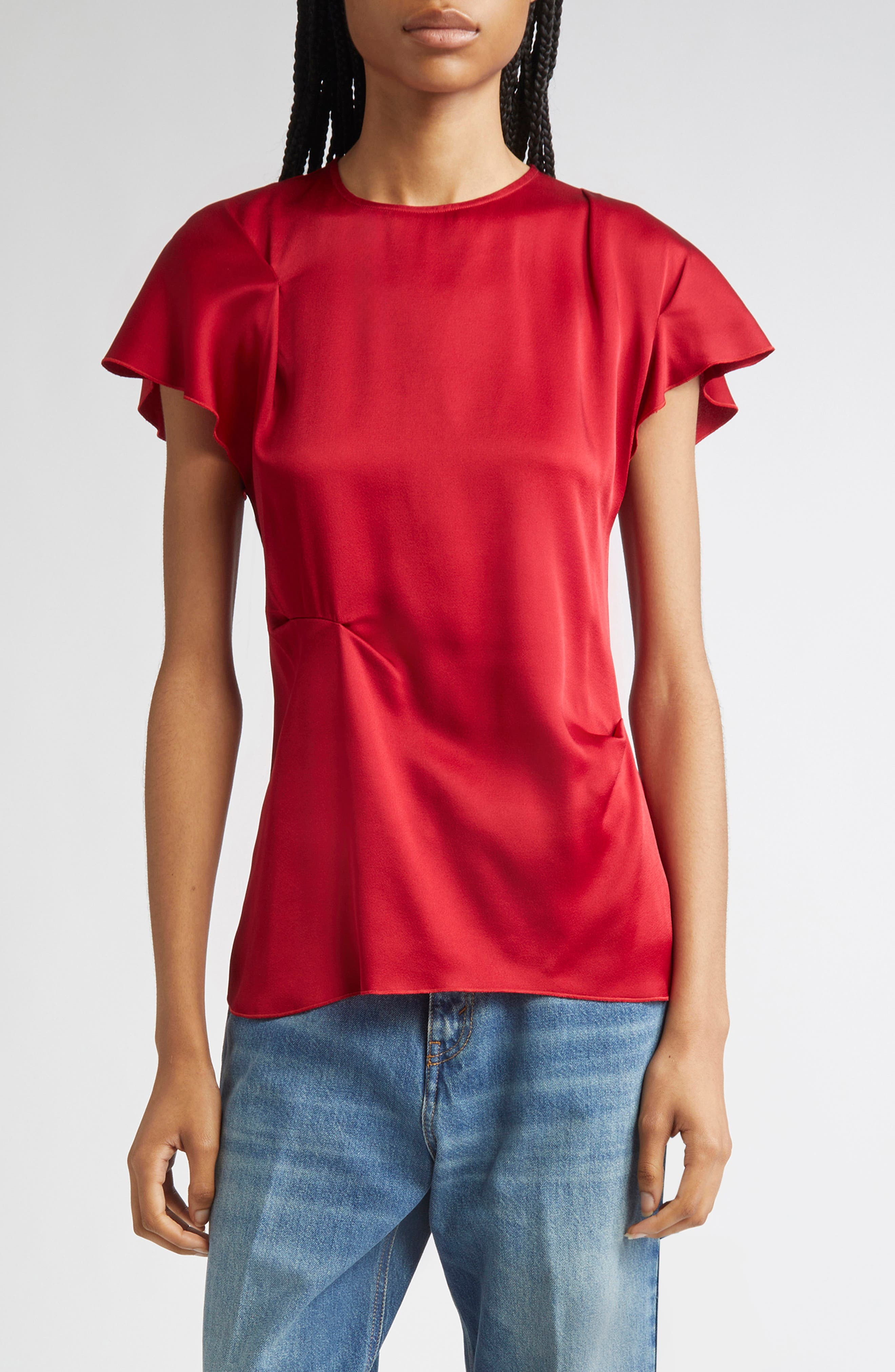 Victoria Beckham Draped Satin Top in Rose at Nordstrom - 1