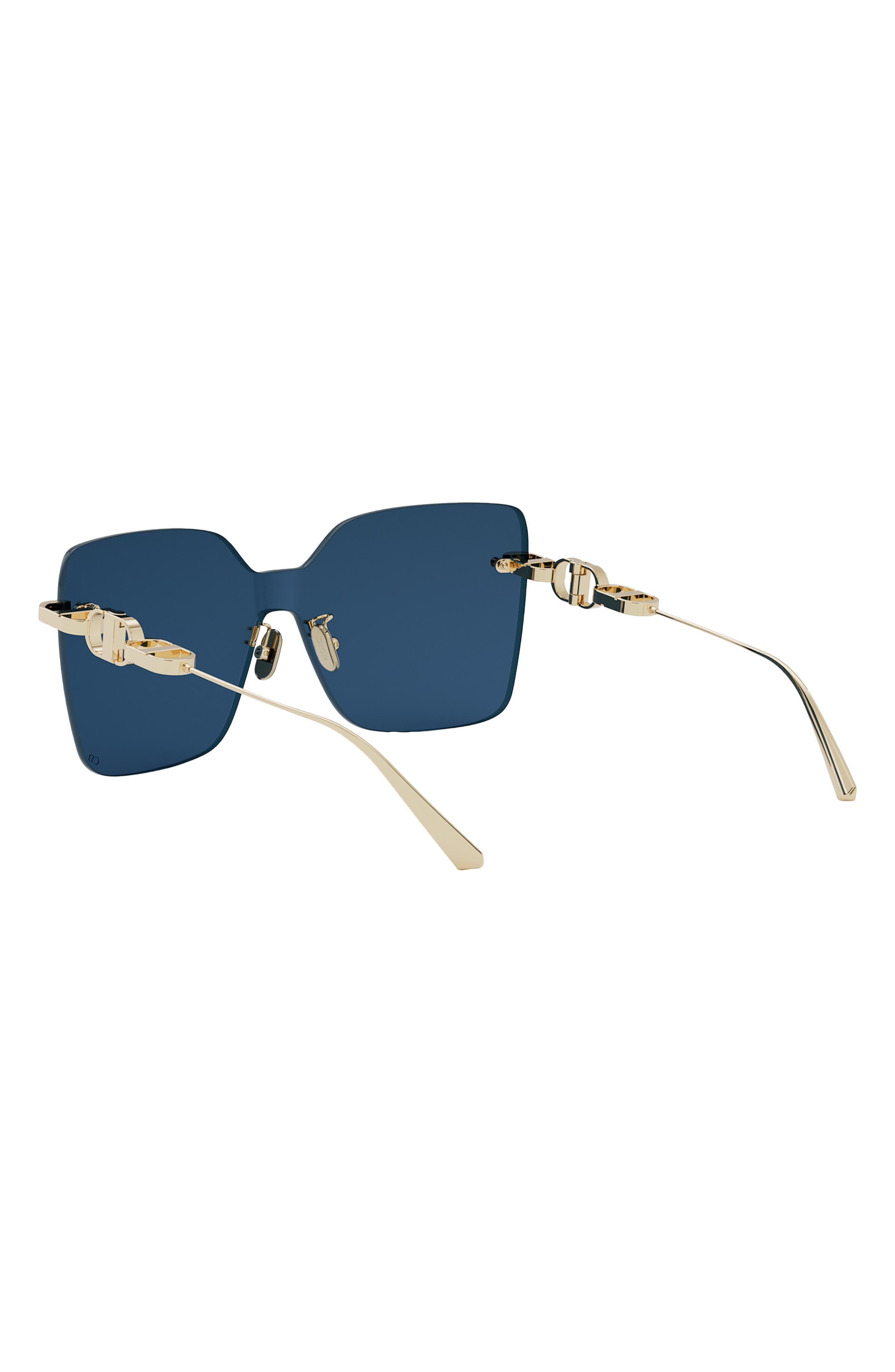 DIOR CD Chain M1U Mask Sunglasses in Shiny Gold Dh /Blue at Nordstrom - 3