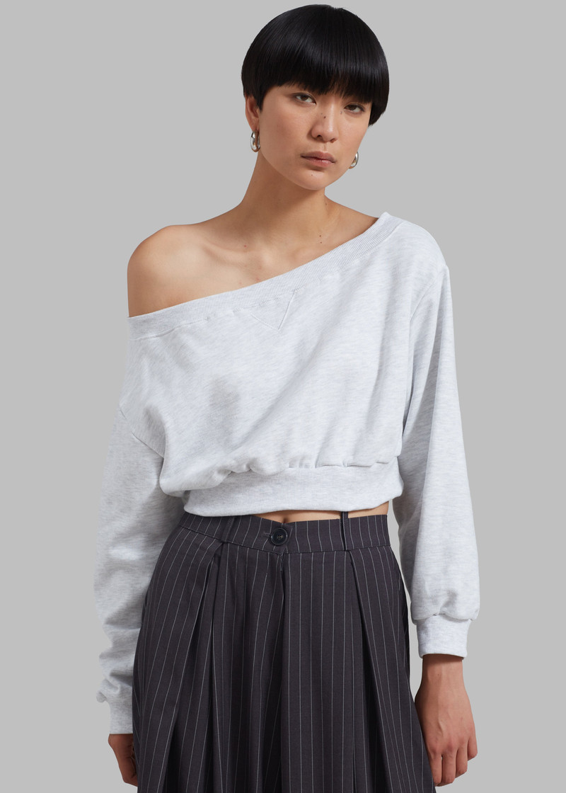 Gine Cropped Sweatshirt - Grey Melange 8