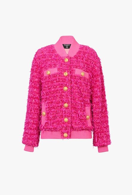 Balmain x Barbie - Pink tweed bomber jacket - 1