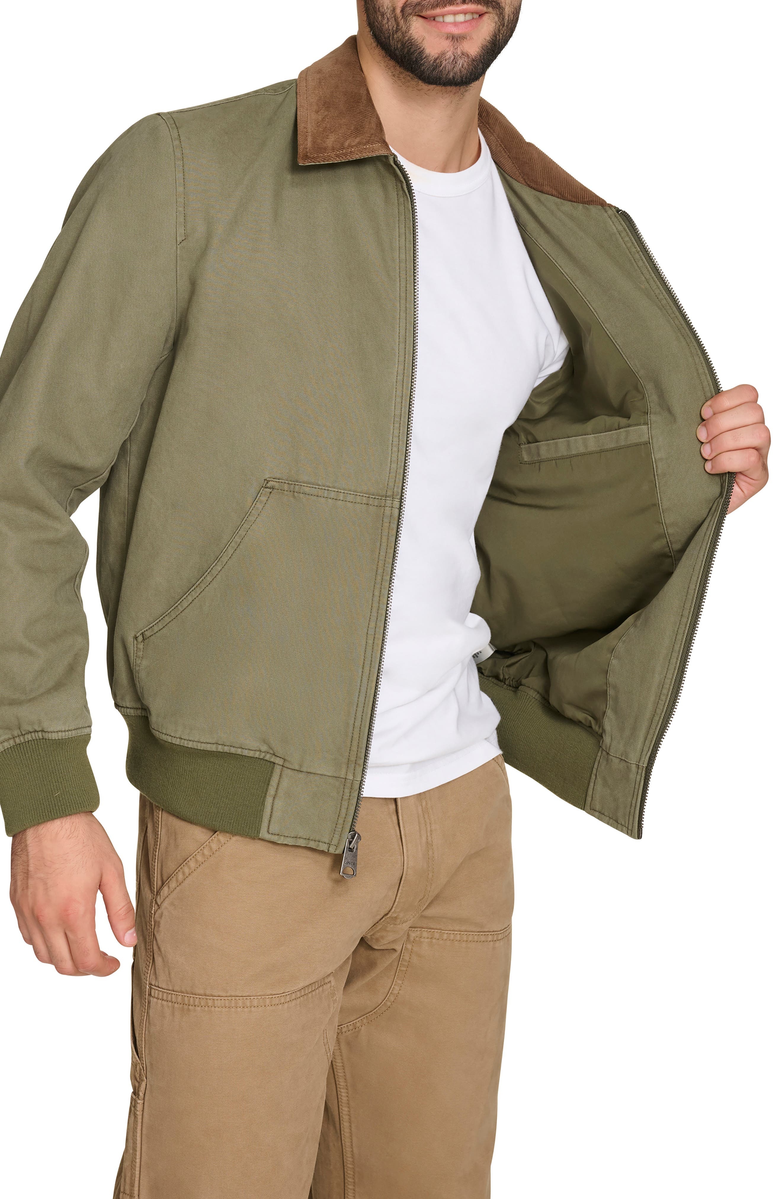 levi's Corduroy Collar Western Twill Bomber Jacket in Grapeleaf at Nordstrom - 4