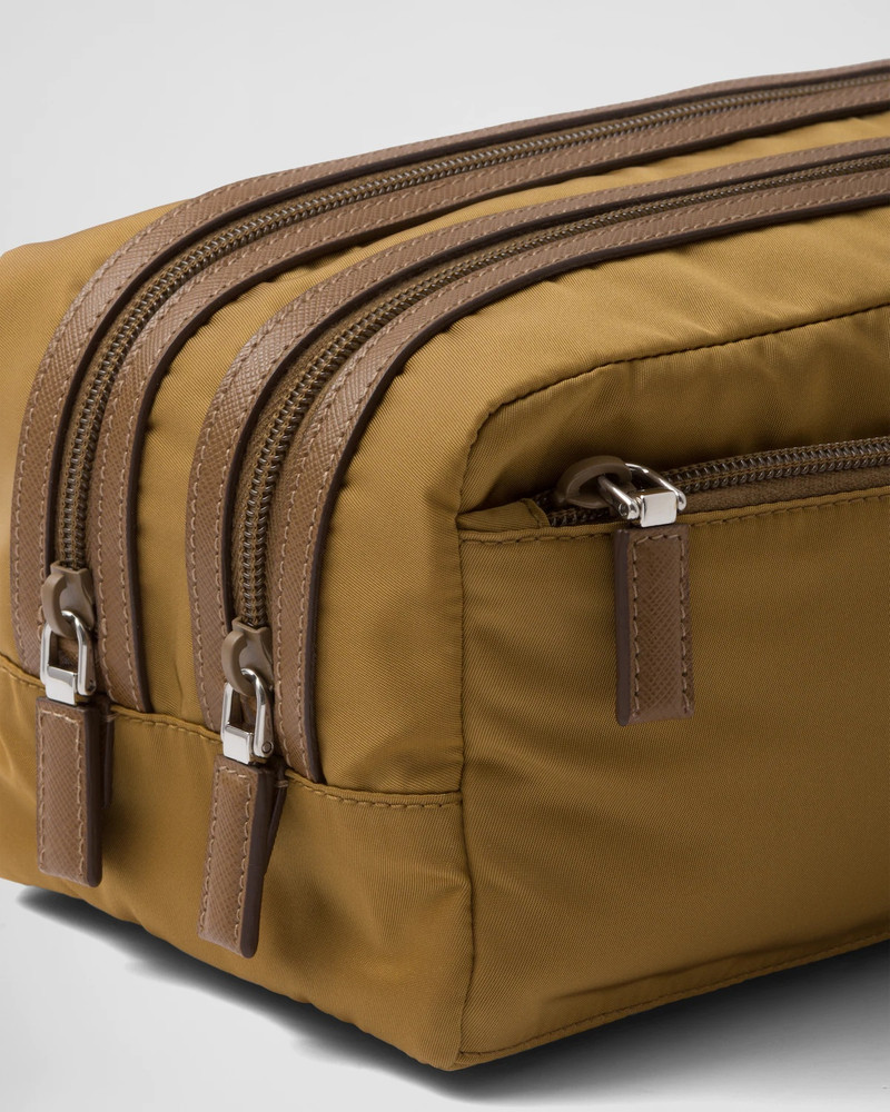 Re-Nylon and Saffiano leather travel pouch 5