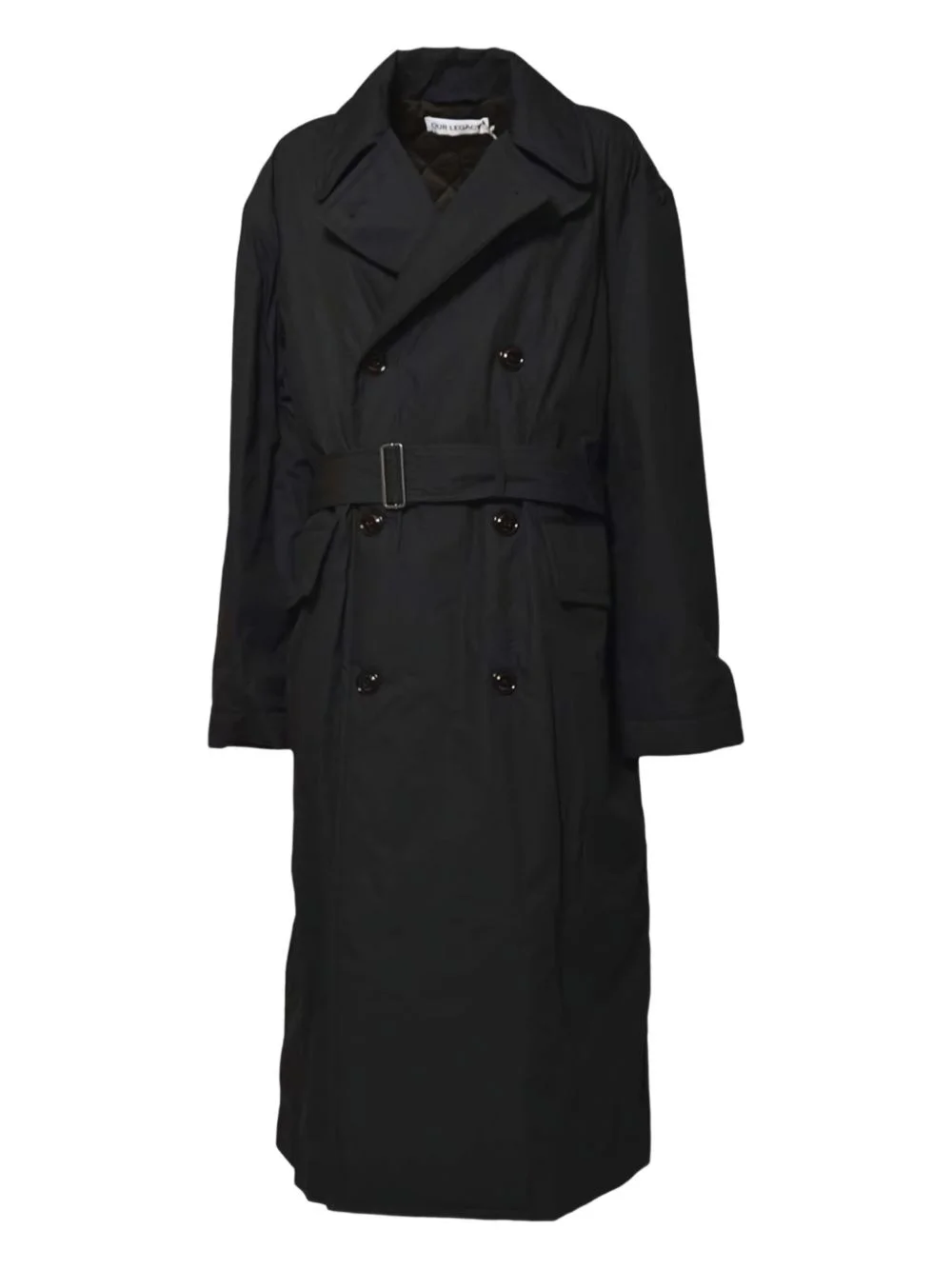 quilted double-breasted belted trench coat - 1