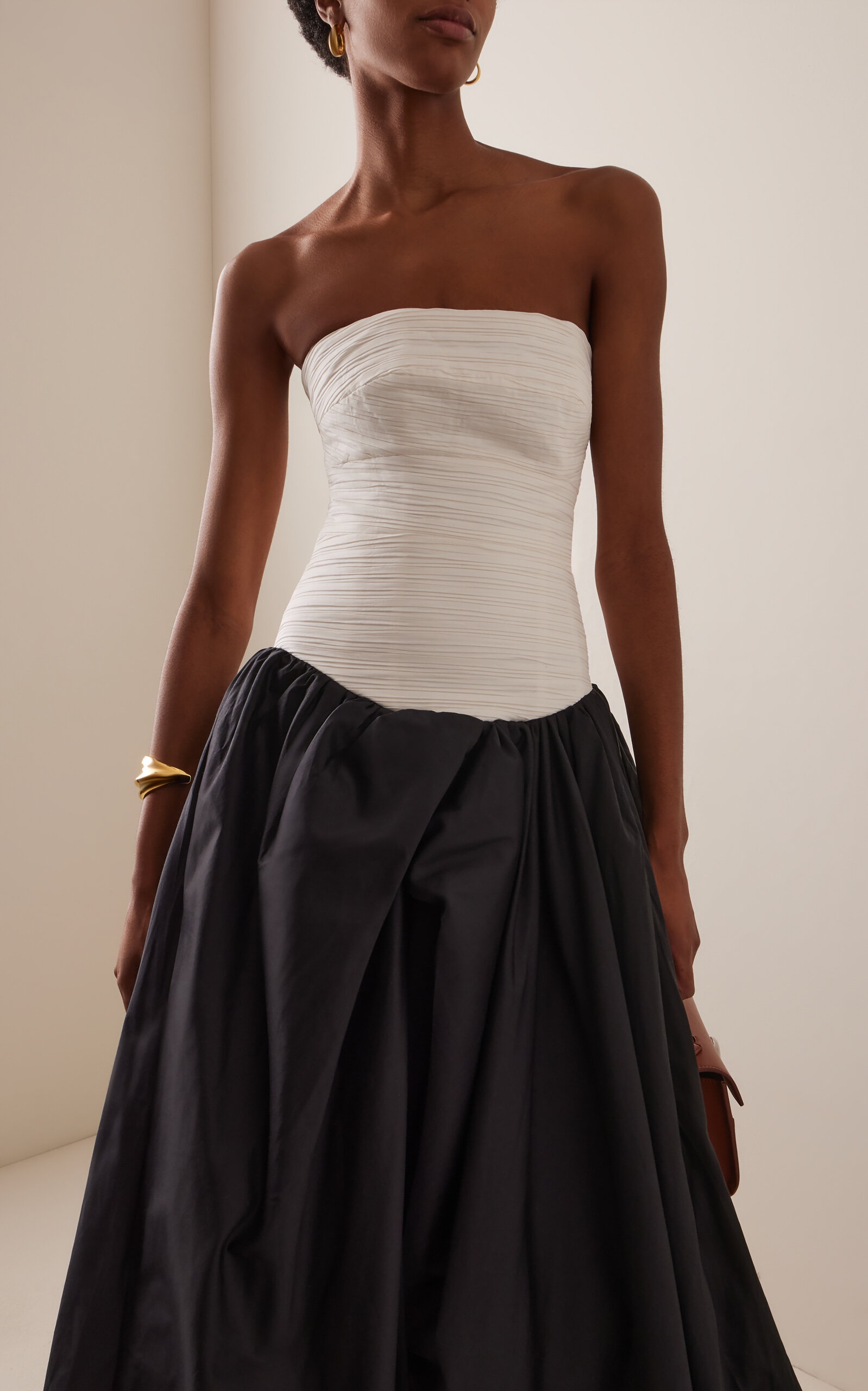 Violette Cotton Bubble-Hem Maxi Dress black/white - 3