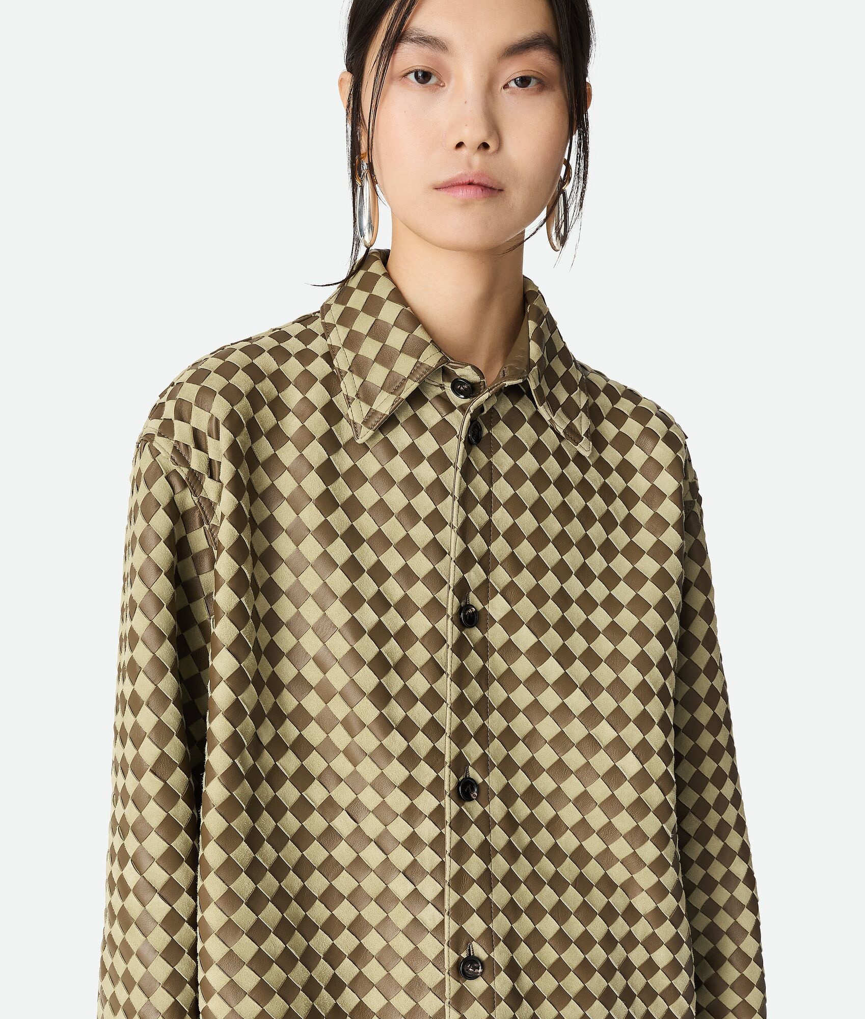 Intrecciato Leather And Suede Shirt - 4