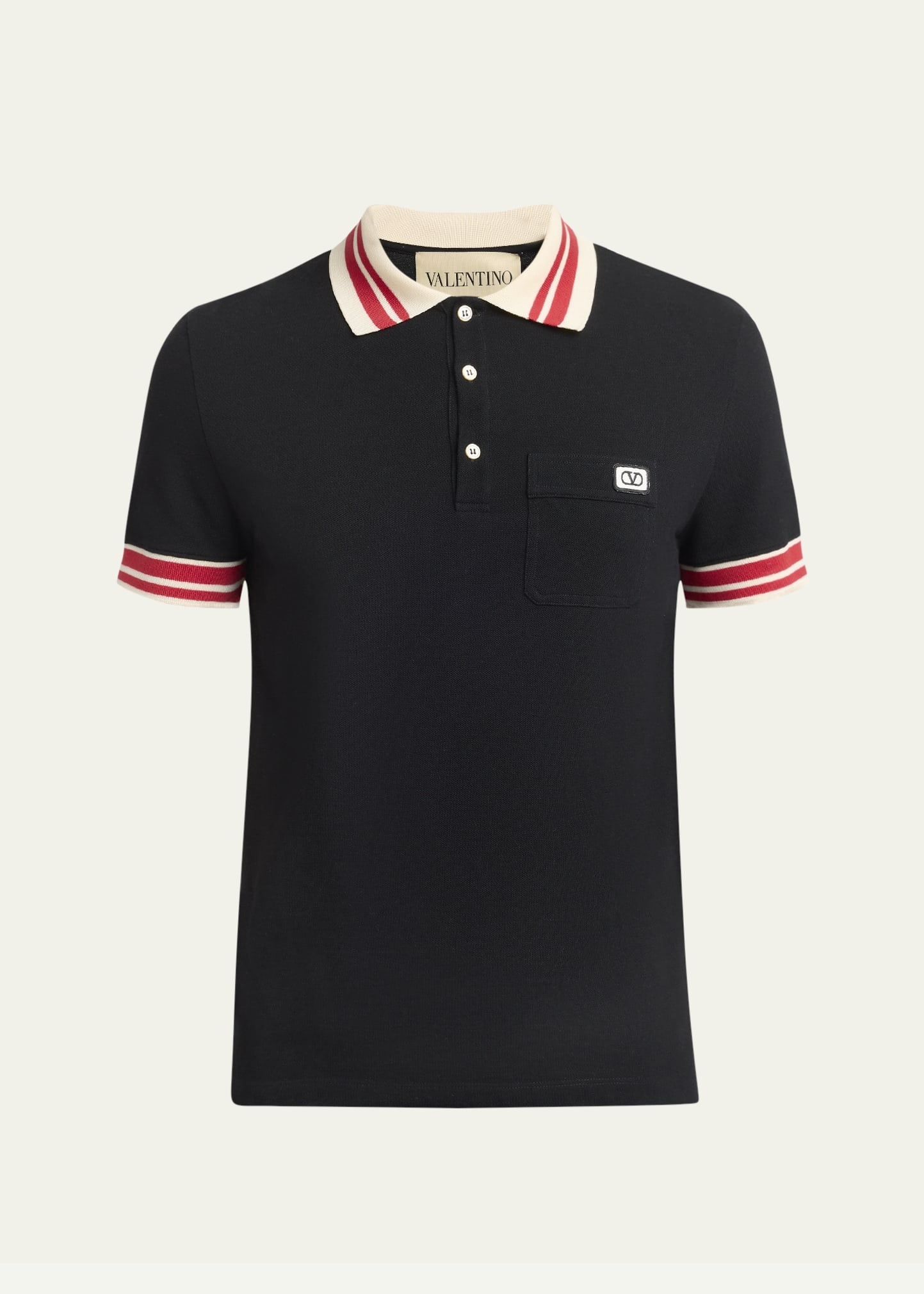 Men's Cotton VLogo-Pocket Polo Shirt - 1
